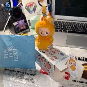 POP MART Labubu V4 The Monsters Pin For Love Alphabet Plush Pendant - Letter Y